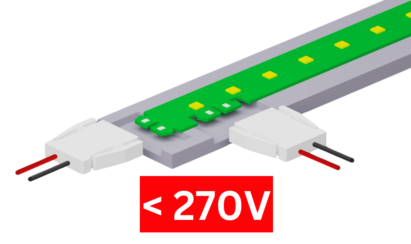 Linear socketable LED modules for non-SELV applications
